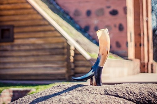 Thor Horn Cuerno Para Beber Viking Grande Con Soporte Auten