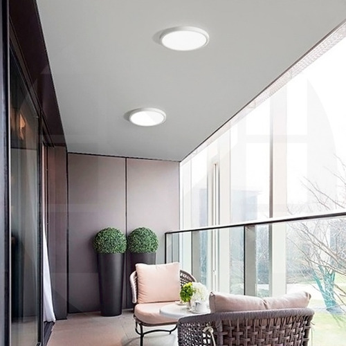 Imagen 7 de 10 de Panel Led Exterior Plafon Circular 24w Ø30cm Marco Blanco