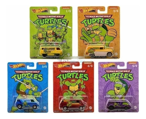 Hot Wheels Premium Tortugas Ninja Serie Completa 5 Vehículos