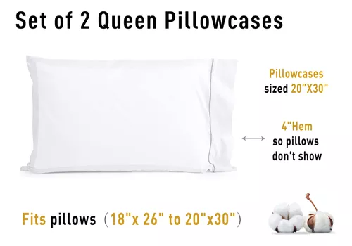 Funda Almohada Tamaño Queen 100% Algodón 50x75 Cm Ribete Pla