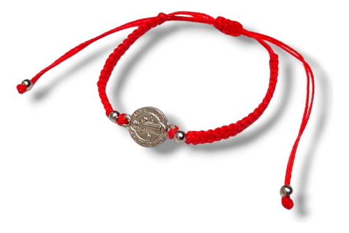 Pulsera Medalla San Benito Acero Hilo Regulable Protección