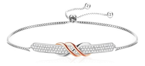 Zelores Pulsera De Plata De Ley 925 Con Doble Infinito Para 