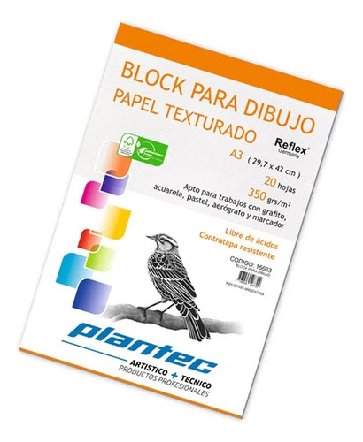 Block Para Dibujo Texturado A4 De 350grs. X 20hojas Plantec