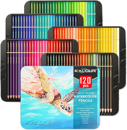 Set 120 Lapices Color Arte Profesional Dibujo Caja Metálica