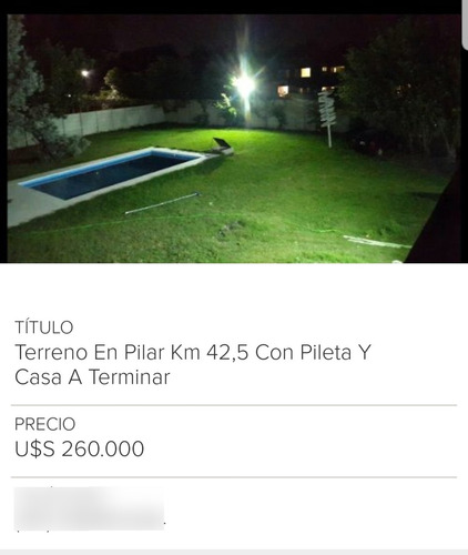 Pilar 42,5 Km - 2 Terrenos Con Casa Y Pileta. 2400 Mt2