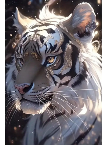 5d Diy Pintura De Diamantes Tigre Blanco 40x60cm