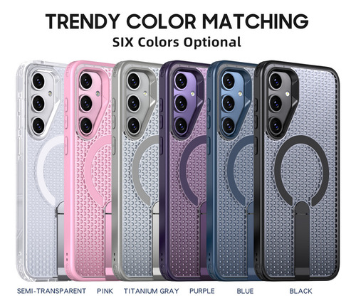 Funda Magnética De Metal Con Malla De Disipación De Calor Para Samsung Galaxy A56 A36 A26 A16 A55 A35 A25 A15 S25 S24 S23 Ultra