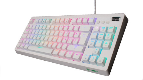 Teclado Gamer Vsg Quasar Blanco Rgb Switch Blue Vg-k387 Usb 