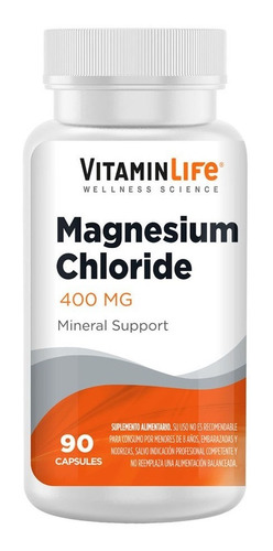  Magnesium Chloride - Vitamin Life - 400mg / 90 Cápsulas 