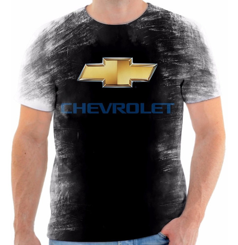 Camisa Camiseta Chevrolet Frente E Costas Preta