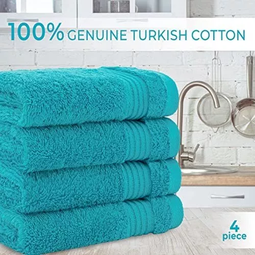 SUPERIOR Juego de 4 toallas de baño de algodón turco ultra