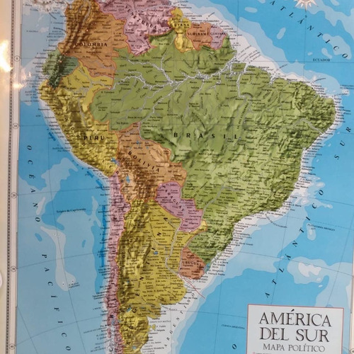 Mapa Mural América Del Sur Político Laminado Envarillado