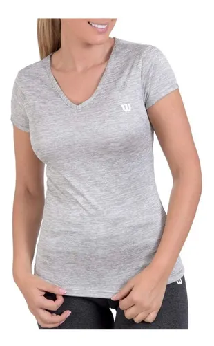 Camiseta Cuello V Jaspeada Wilson Dama Gym Fitness