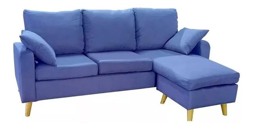 Sillon 3 Cuerpos Tela Chaise Sofa + Puff Movible Regalo LG