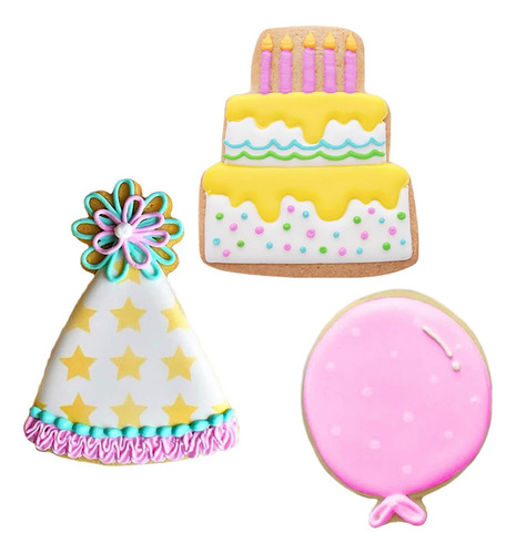 Cortadores De Galletas De Cumpleaños 3-pc Set Hecho En Ee