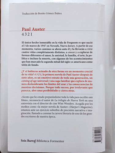 Libro 4321 Paul Auster (Usado)