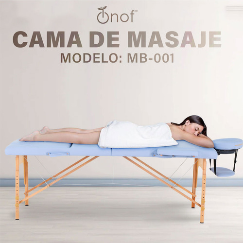 Cama Masaje Onof Portatil Profesional Modelo Ancho Con Funda Color Azul Maya