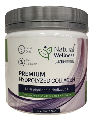 Colágeno - Premium Hydrolyzed Collagen 300g Natural Wellness Sabor Natural (sin Sabor