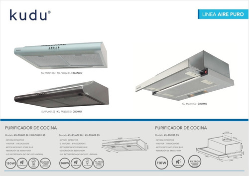 Purificador Extractor Aire Cocina Kudu Con/sin Salida 1motor