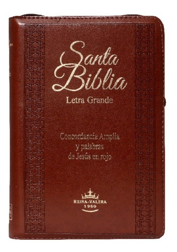 Imagen 2 de 10 de Biblia Rvr1960 Letra Grande Imit Piel Café Con Cierre/índice