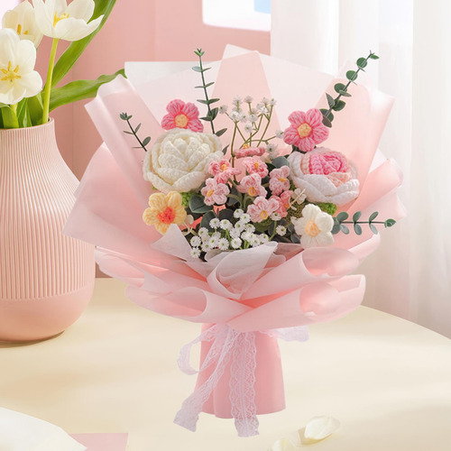 Regalos De Ramo De Flores De Crochet Para Mamá Rosa