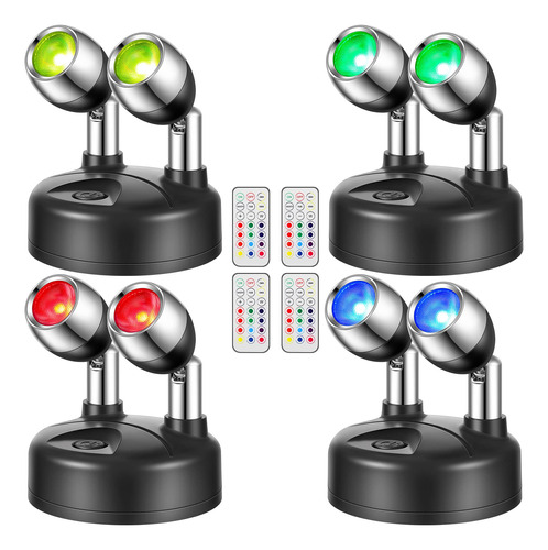 Paquete De 4 Focos Led Inalámbricos Rgb De Doble Cabeza Co.