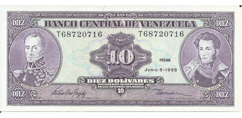 Venezuela 10 Bolivares 5 Junio 1995