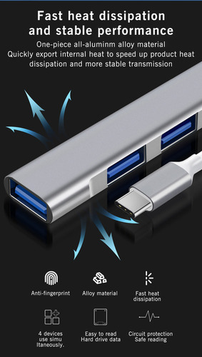 Adaptador P/ Laptop Hub Usb 3.0 Tipo C De Alta Velocidad 1 P