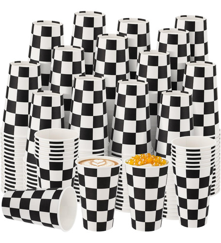 Layhit 100 Piezas Vasos Desechables A Cuadros De 16 Oz Tazas