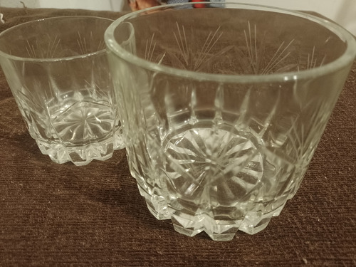 Juego De 6 Vasos De Whisky Y Hielera De Cristal Tallados