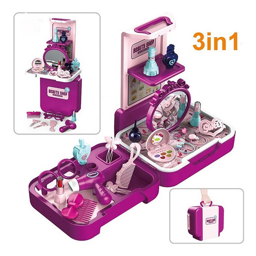 Imagen 1 de 8 de Mini Maleta Peinadora Con 32 Accesorios Para Niñas