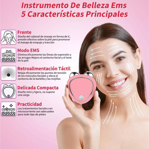 Mini Masajeador Microcorriente Facial Portatil Rejuvenecedor Rosa