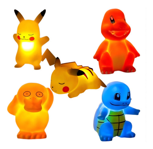 Lampara Led Luz Suave Pokemon Pikachu Charmander Squirtle