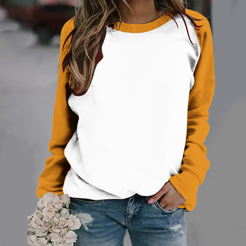 Camiseta De Manga Raglán De Color Con Cuello Redondo Y Manga