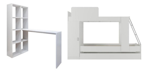 Treliche para Colchão 78x188cm com 1 Porta e Escrivaninha Multimóveis MP4364 Branco