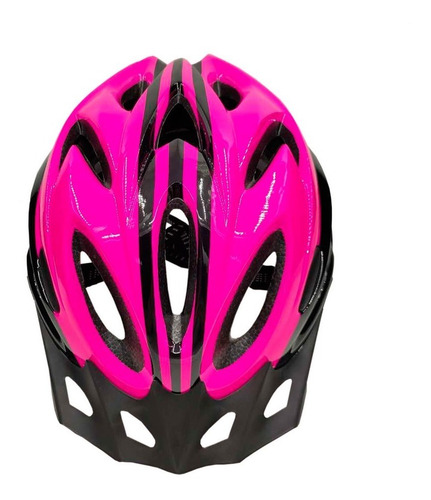 Imagem 5 de 9 de Capacete Com Sinalizador Led Bike Ciclismo Rosa Preto Deko