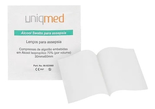 Álcool Swab 70% Saches Lenços Umedecidos 100un - Uniqmed