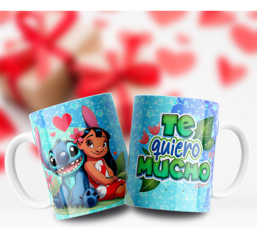 Diseños Stich Enamorados Para Tazas 14 De Febrero Sublimacio