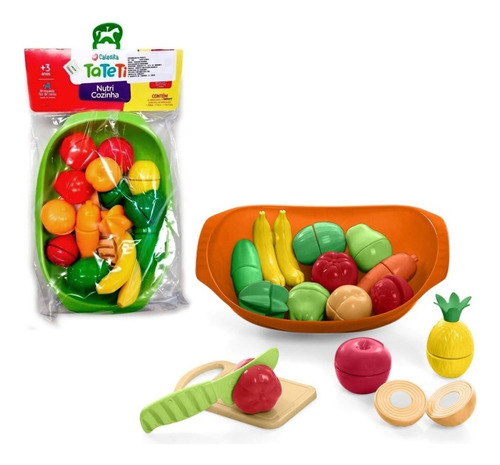 Set Frutas Y Verduras Con Velcro Para Cortar + Bowl