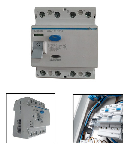 Interruptor Dr Tripolar 80a Idr Diferencial De Fuga 4p Hager