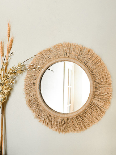 Espejo Tejido En Macramé Circular Yute 45cm