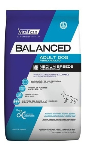 Alimento Vitalcan Balanced Para Perro Adulto De Raza Mediana En Bolsa De 22 Kg