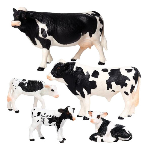 De Animal De Granja De Pvc De 5 Piezas, Modelo De Vaca