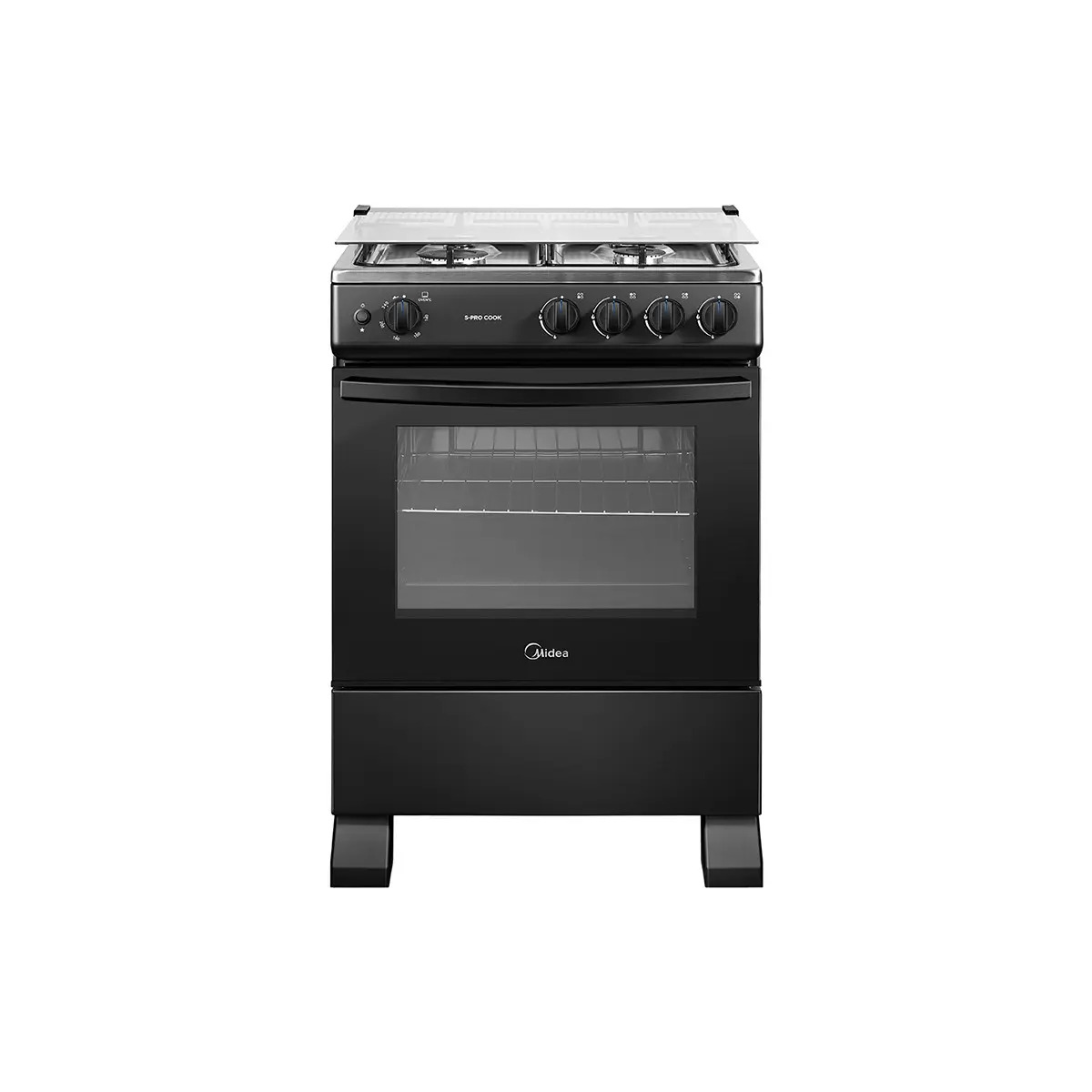 Cocina A Gas 4 Quemadores 24inch Negro Midea