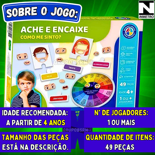 Jogo Das Emoções Ache Encaixe Como Me Sinto Expressão Facial