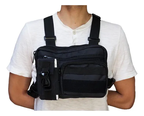 comprar Pechera Chest Bag Pechera Táctica Con Porta Radio Color Negro Diseño De La Tela Liso