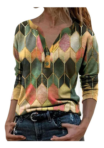 Camisa Mujer Cjnbdh Casual Tops Moda Cuello V Boton Arriba