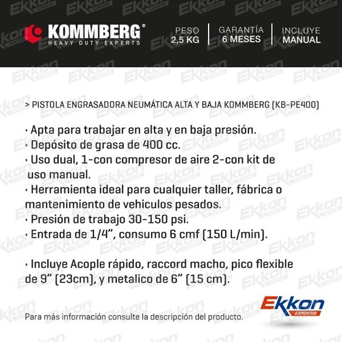 Engrasadora Kommberg Neumatica Grasera Manual Para Compresor
