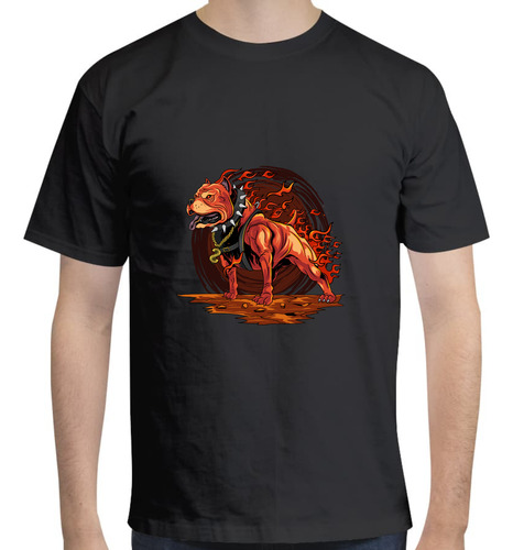 Playera Con Diseño De Perro Pitbull Infierno