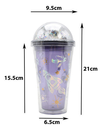 Vaso Plastico Tapa Con Adorno Y Popote Astronauta Sm22hat230